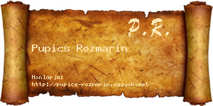 Pupics Rozmarin névjegykártya